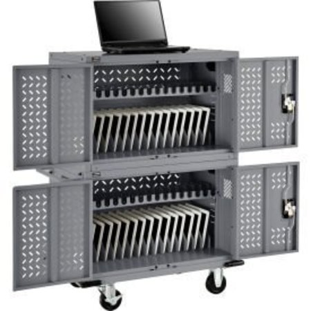 GLOBAL EQUIPMENT 32-Device Charging Cart For Chromebooks And Tablets, Gray, Assembled 670052GYA